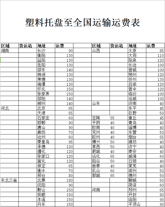 塑料托盘货运价格1